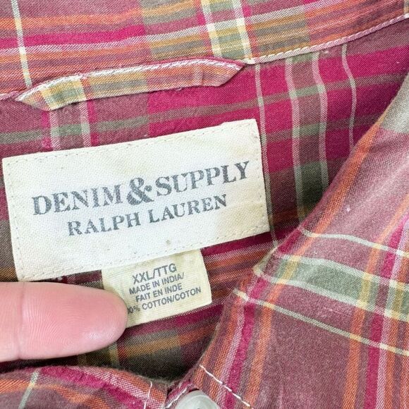 Denim & Supply Ralph Lauren Shirt women’s XXL Red Pearl Snap Button-Down Country - Picture 2 of 8